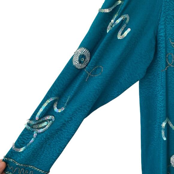 Vintage Francesca of Damon Starington Neiman Marcus Silk Sequin Beaded Dress - Picture 4 of 10